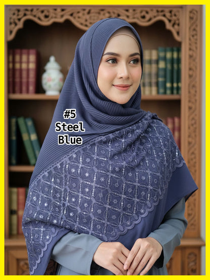Shawl Chiffon Pleated Lace (SHL_0326/037)