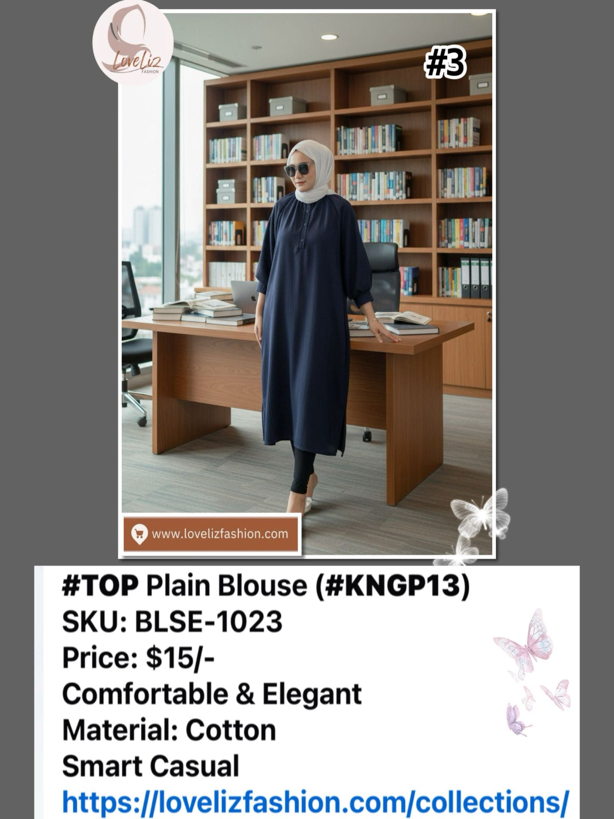 TOP Plain Blouse (BLSE-1023) (#KNGP13)