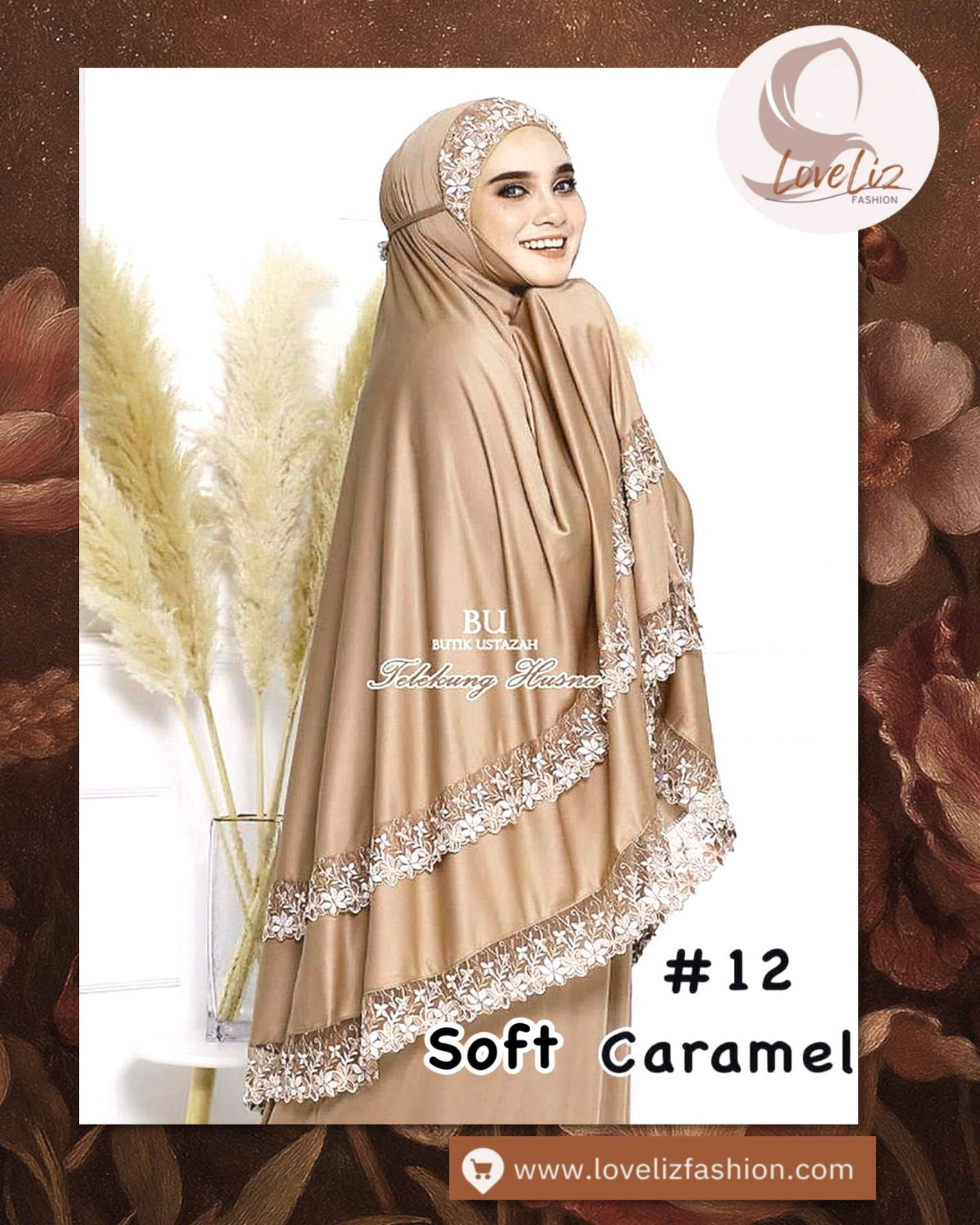 LoveLiz Fashion Double Lace Telekung (TLKG- 1004) (#ZC) Embraces You in Soft Lycra Viscose, making Every Prayer a Truly Graceful Experience.