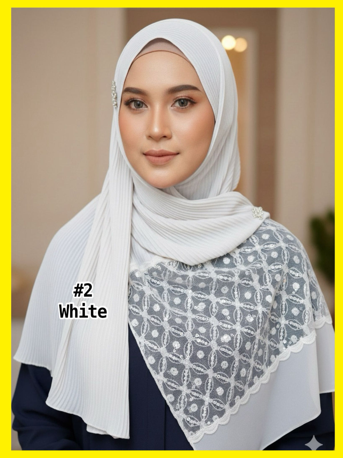 Shawl Chiffon Pleated Lace (SHL_0326/037)