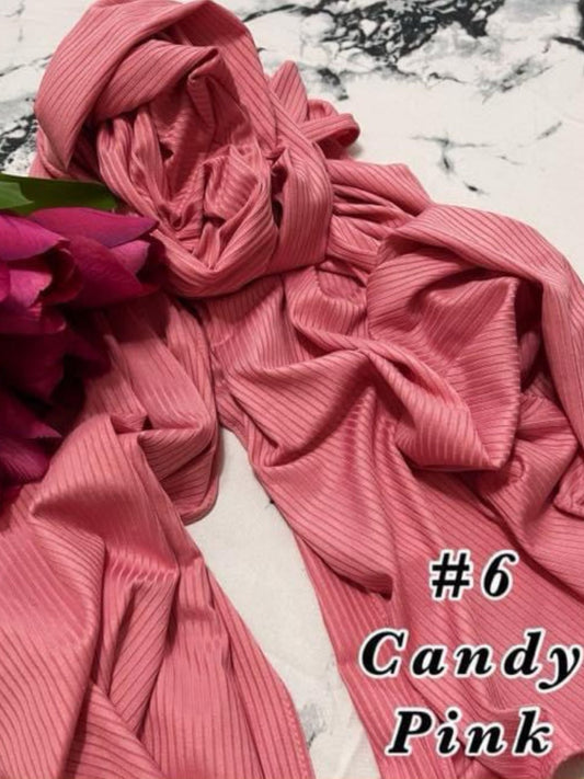 Shawl Ribbed Jersey in Candy Pink model 6