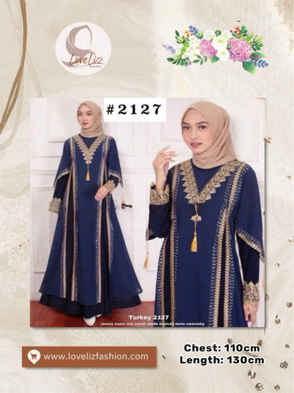 Exclusive Colored Turkish Abaya with Swarovski Embroidery (ABYA_0226/185-205) (SN 1021- 2183)