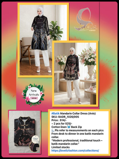 Batik Mandarin Collar Dresses (BADR_1026/005) (#ANIS)