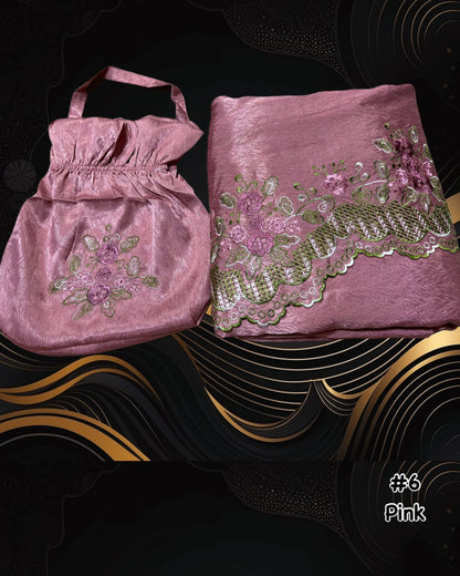 Exclusive Telekung Jacquard Satin with Oval Bag (TLKG-1030(A)) (#AT)