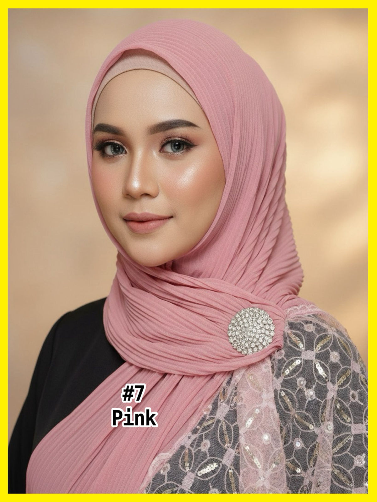 Shawl Chiffon Pleated Lace (SHL_0326/037)