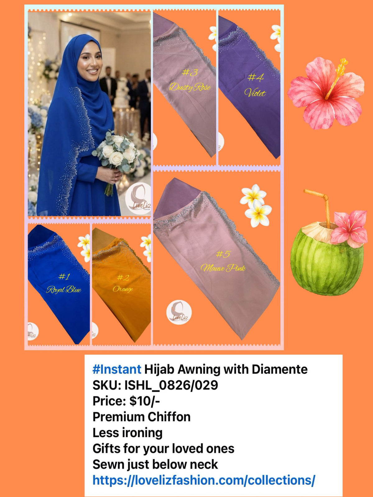 Instant Hijab Awning with Diamente (ISHL_0826/029)
