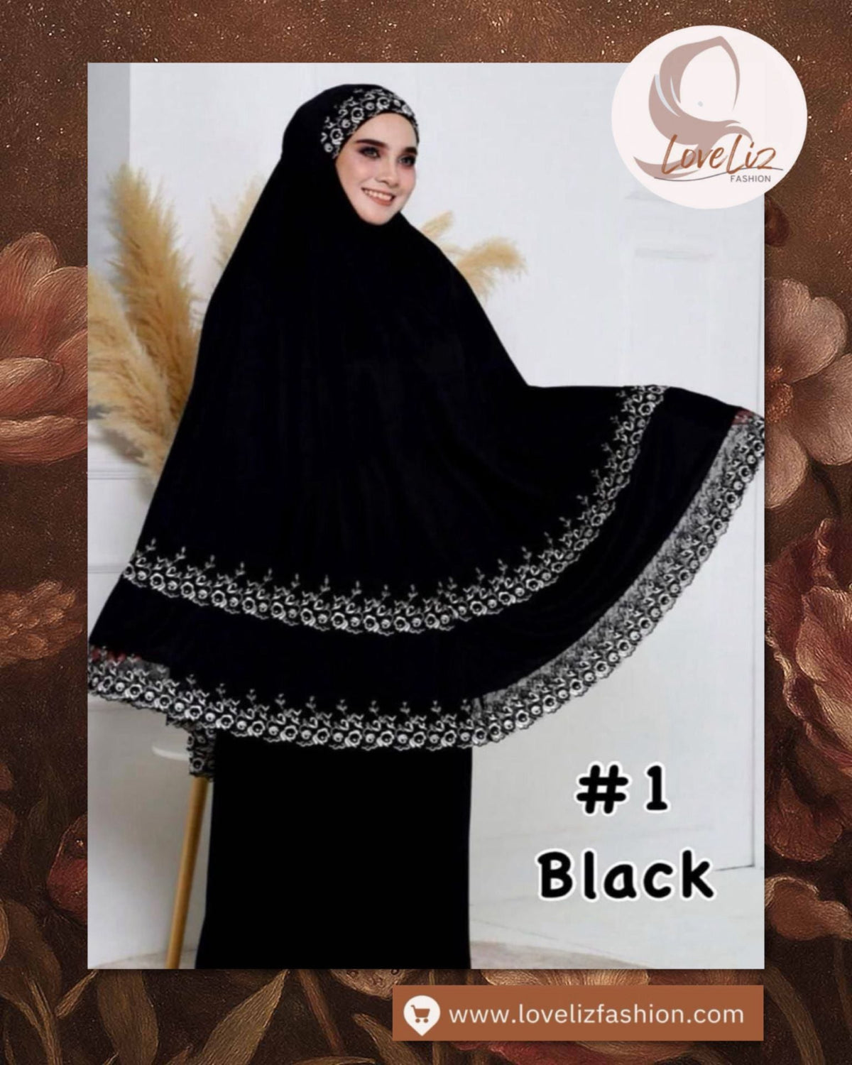 LoveLiz Fashion Double Lace Telekung (TLKG- 1004) (#ZC) Embraces You in Soft Lycra Viscose, making Every Prayer a Truly Graceful Experience.