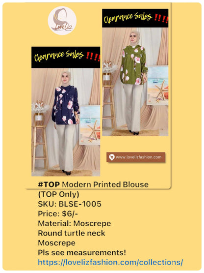 Top Modern Printed Blouse (BLSE-1005) (Top Only)