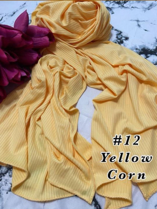 Shawl Ribbed Jersey in Yellow Corn model 12