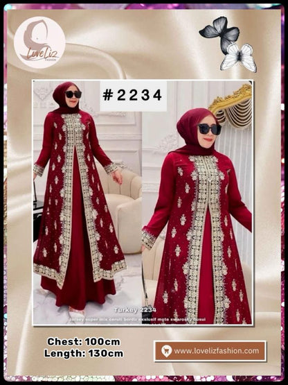 Exclusive Turkish Abaya Special Edition Silk & Chiffon 2-in-1 (ABYA_0226/215) (SN: 2229- 2365)