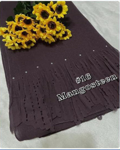 Shawl Pleated Laser Cut Batu (SHWL-1043)