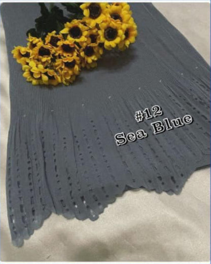 Shawl Pleated Laser Cut Batu (SHWL-1043)