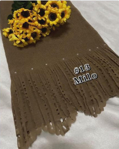 Shawl Pleated Laser Cut Batu (SHWL-1043)