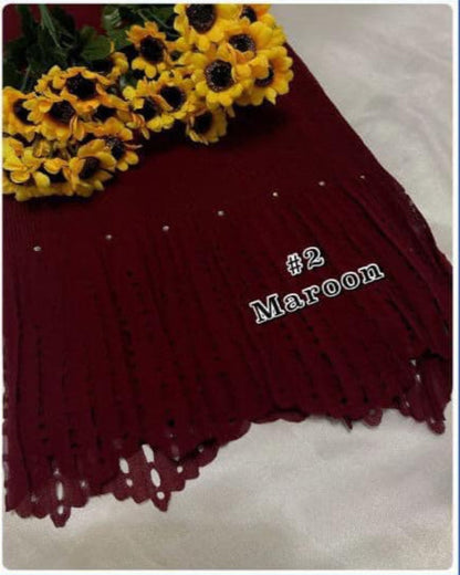 Shawl Pleated Laser Cut Batu (SHWL-1043)
