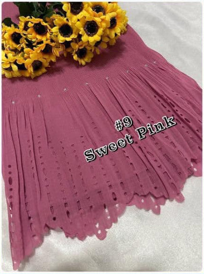 Shawl Pleated Laser Cut Batu (SHWL-1043)