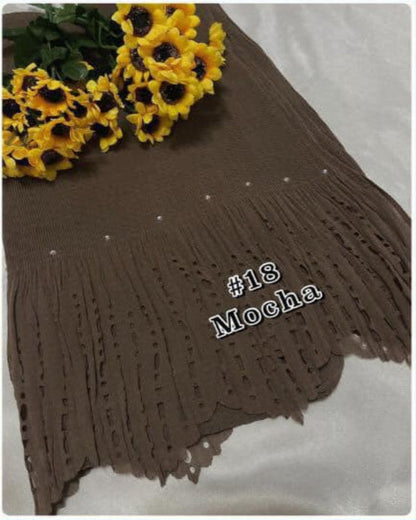 Shawl Pleated Laser Cut Batu (SHWL-1043)