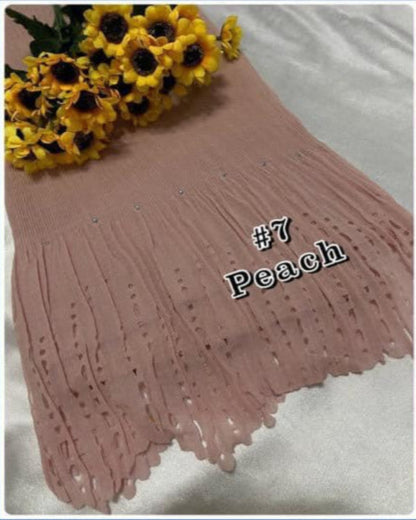 Shawl Pleated Laser Cut Batu (SHWL-1043)