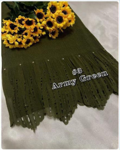 Shawl Pleated Laser Cut Batu (SHWL-1043)