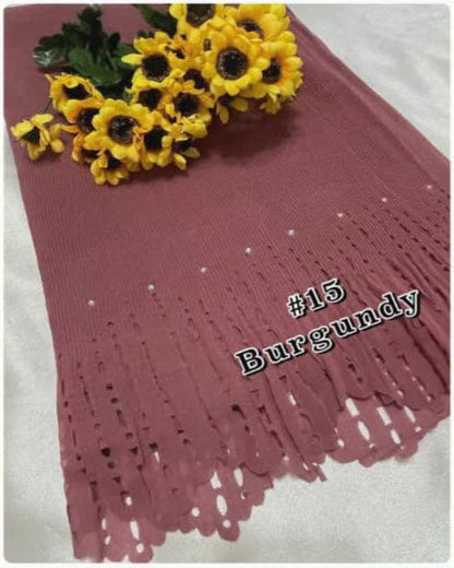 Shawl Pleated Laser Cut Batu (SHWL-1043)