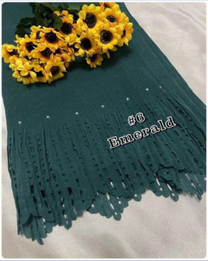 Shawl Pleated Laser Cut Batu (SHWL-1043)