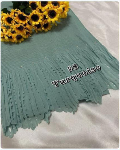 Shawl Pleated Laser Cut Batu (SHWL-1043)