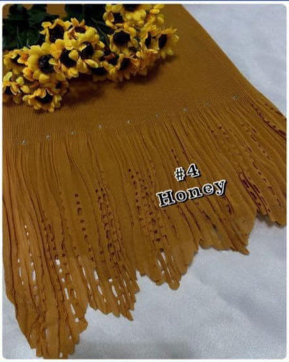 Shawl Pleated Laser Cut Batu (SHWL-1043)