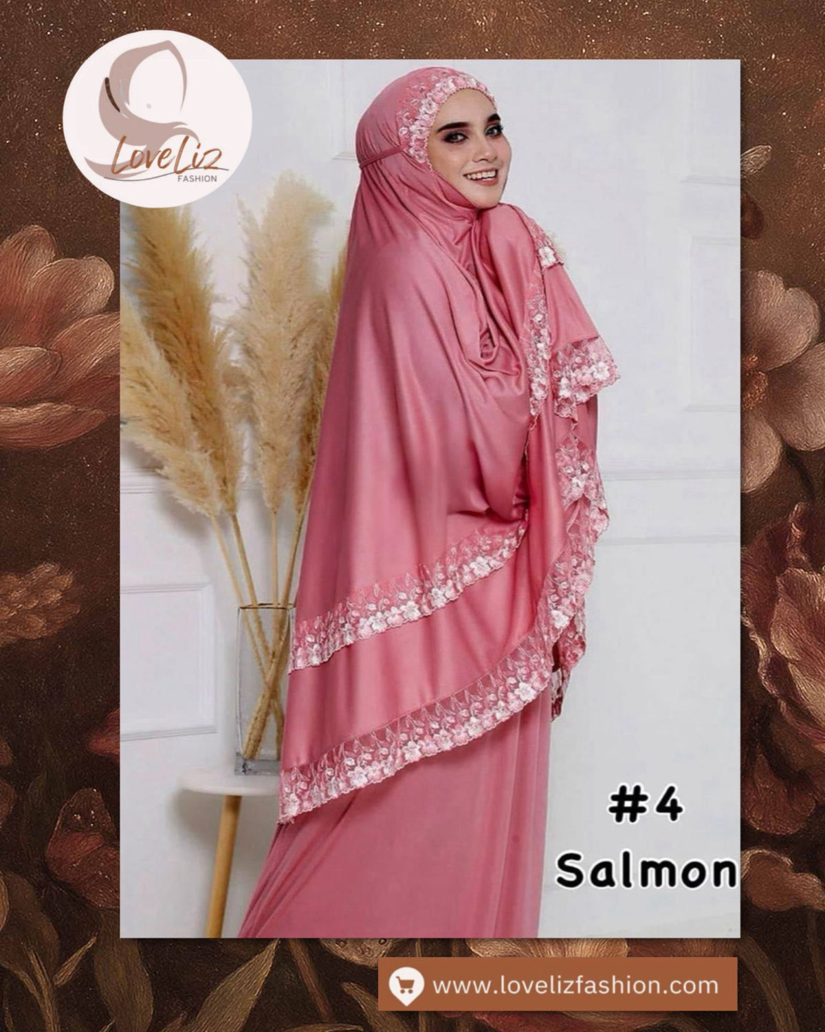 LoveLiz Fashion Double Lace Telekung (TLKG- 1004) (#ZC) Embraces You in Soft Lycra Viscose, making Every Prayer a Truly Graceful Experience.
