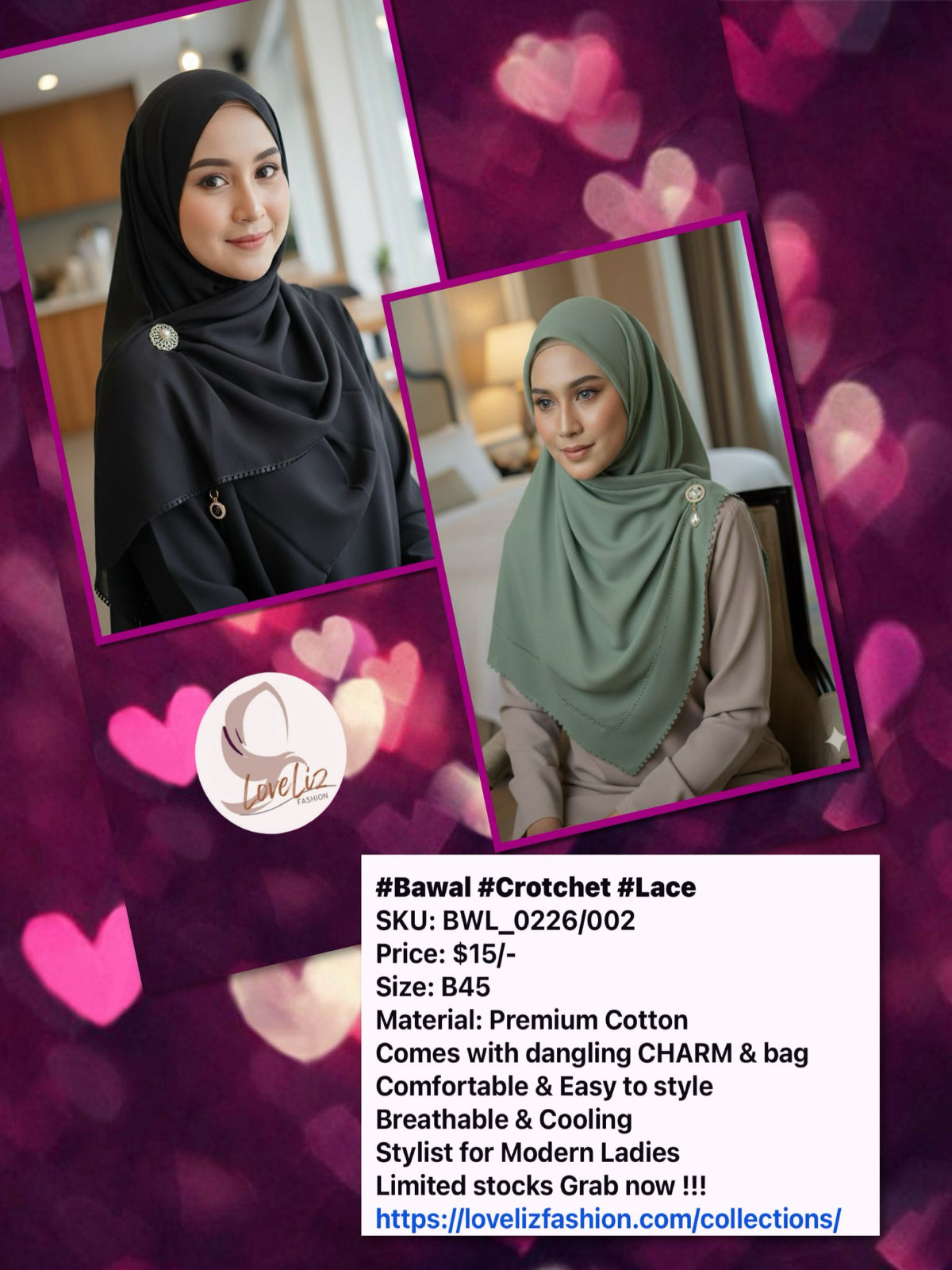 Premium Cotton Bawal with Crochet Lace & Charm (BWL_0226/002)