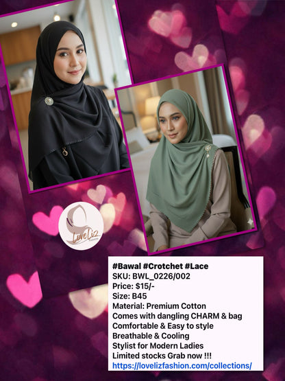 Premium Cotton Bawal with Crochet Lace & Charm (BWL_0226/002)