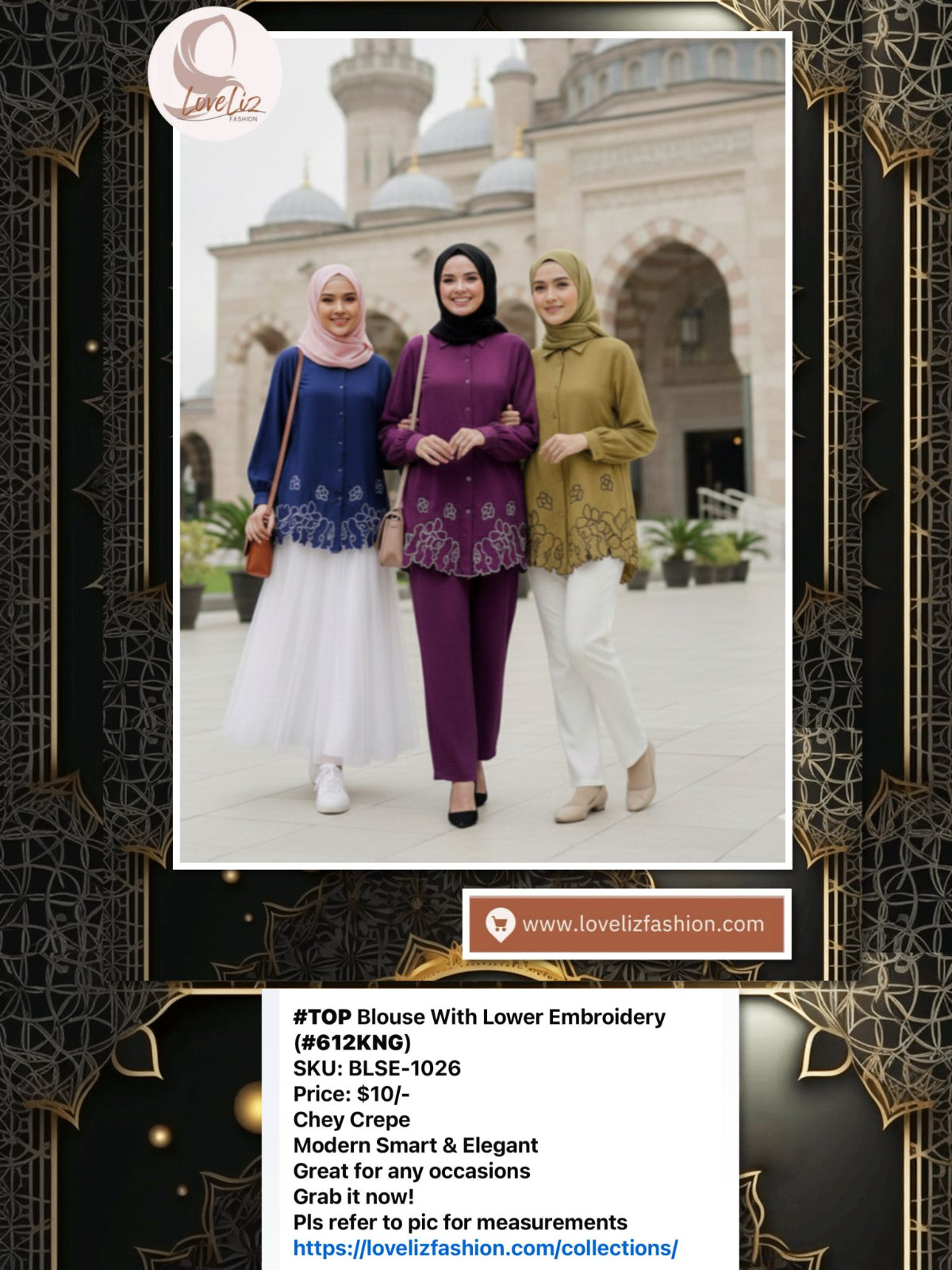 Top Blouse with Lower Embroidery (BLSE- 1026) (#P612KNG)