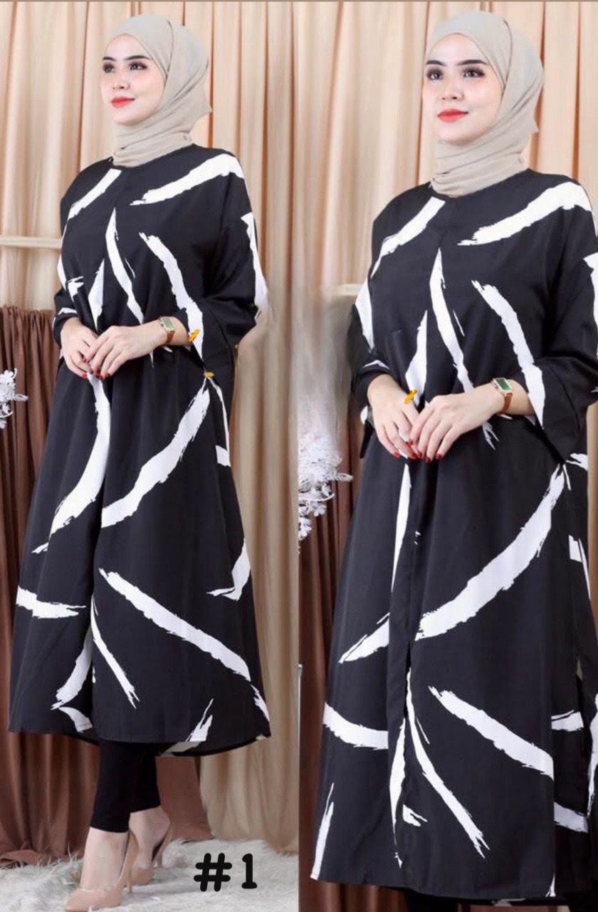 Modern Zebra Printed Round Neck Dress Model 1 (#KA)