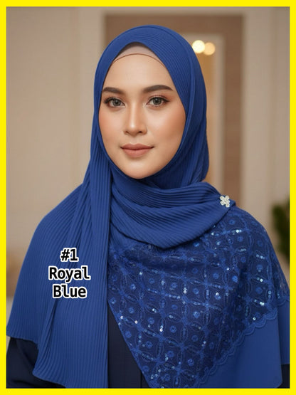 Shawl Chiffon Pleated Lace (SHL_0326/037)