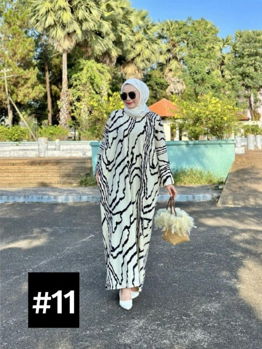 Stylish Long Dress White Stripes Black #11 for Every Occasion in a Muslimah's Life (#FFKNG) - The Ultimate Wardrobe Staple