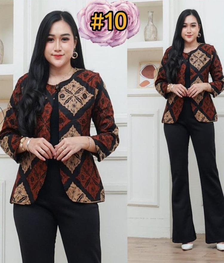 Top Blouse Batik Dual- Sided model 10 (#DS.ANT)