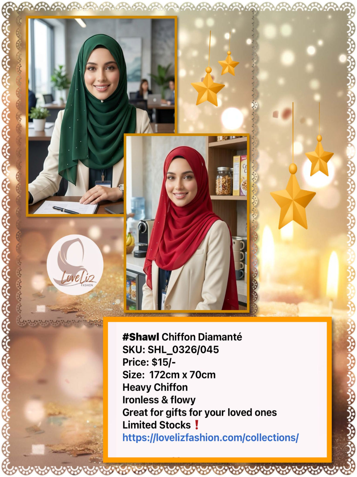 Shawl Chiffon Diamante (SHL_0326/045)