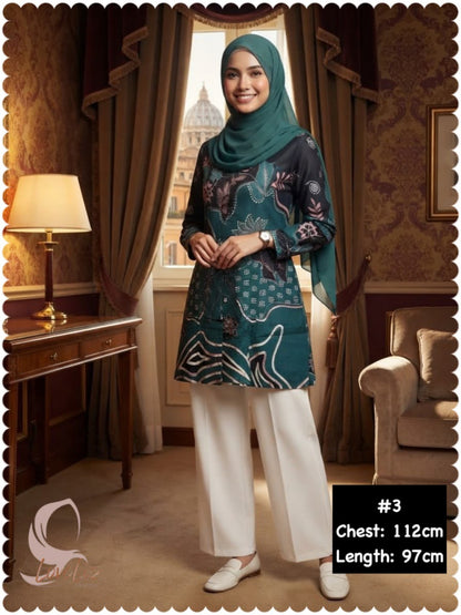 Batik Front Button Tunic (BADR_1026/007) (#ANIS)
