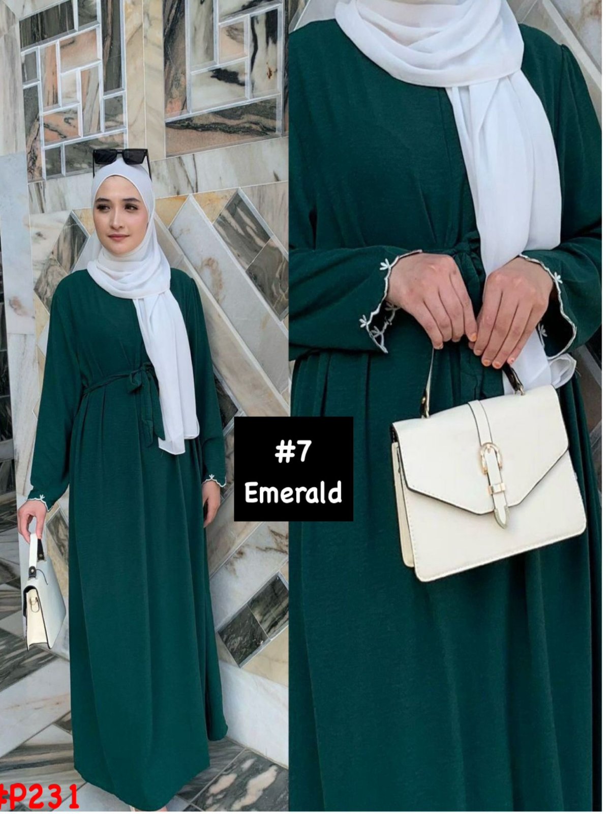 Long Dress Emerald Hand Embroidery model 7 (#P231KNG) - Essentials in Woman's Wardrobe