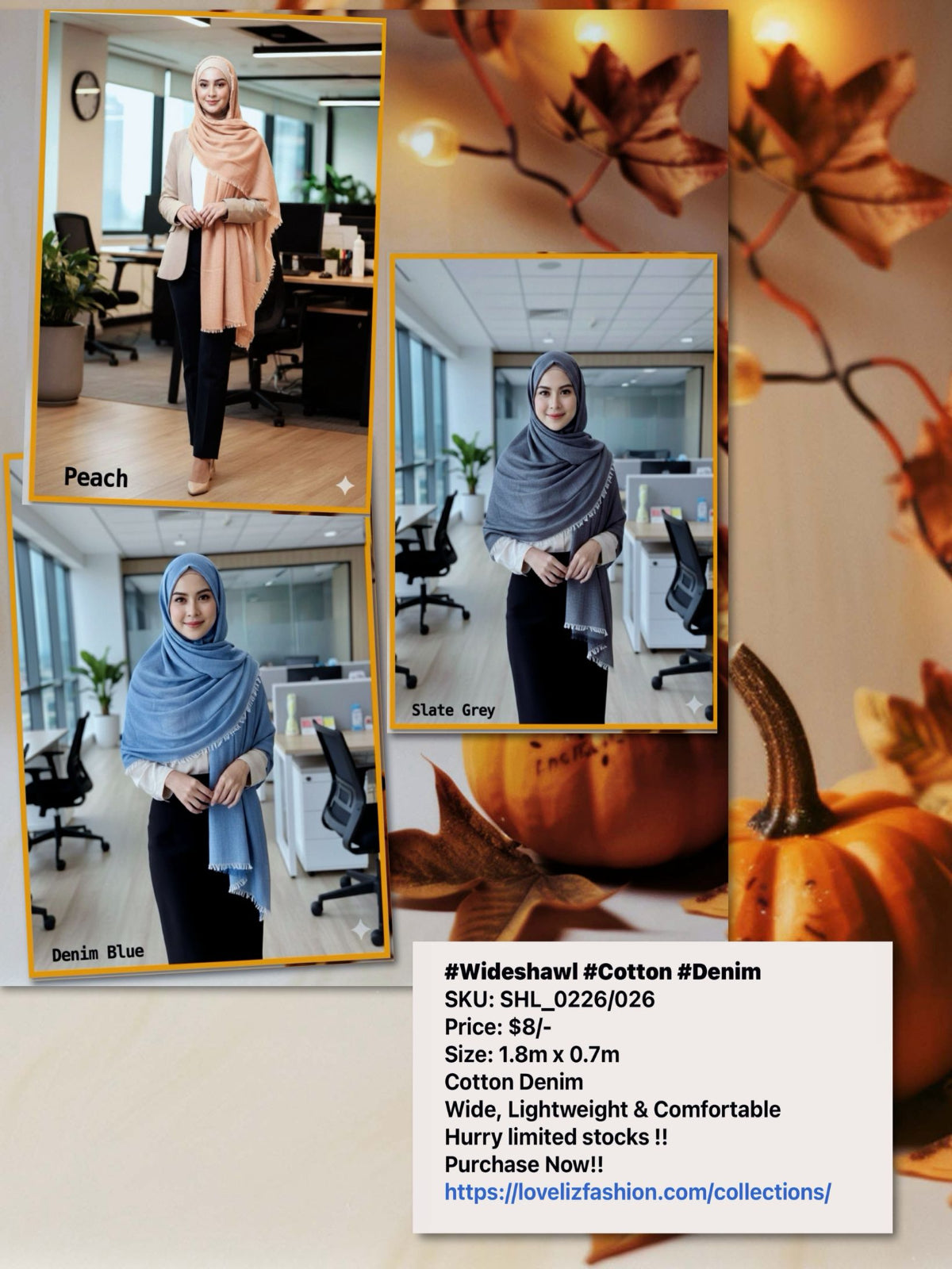 Wide Shawl Cotton Denim (SHL_0226/026)