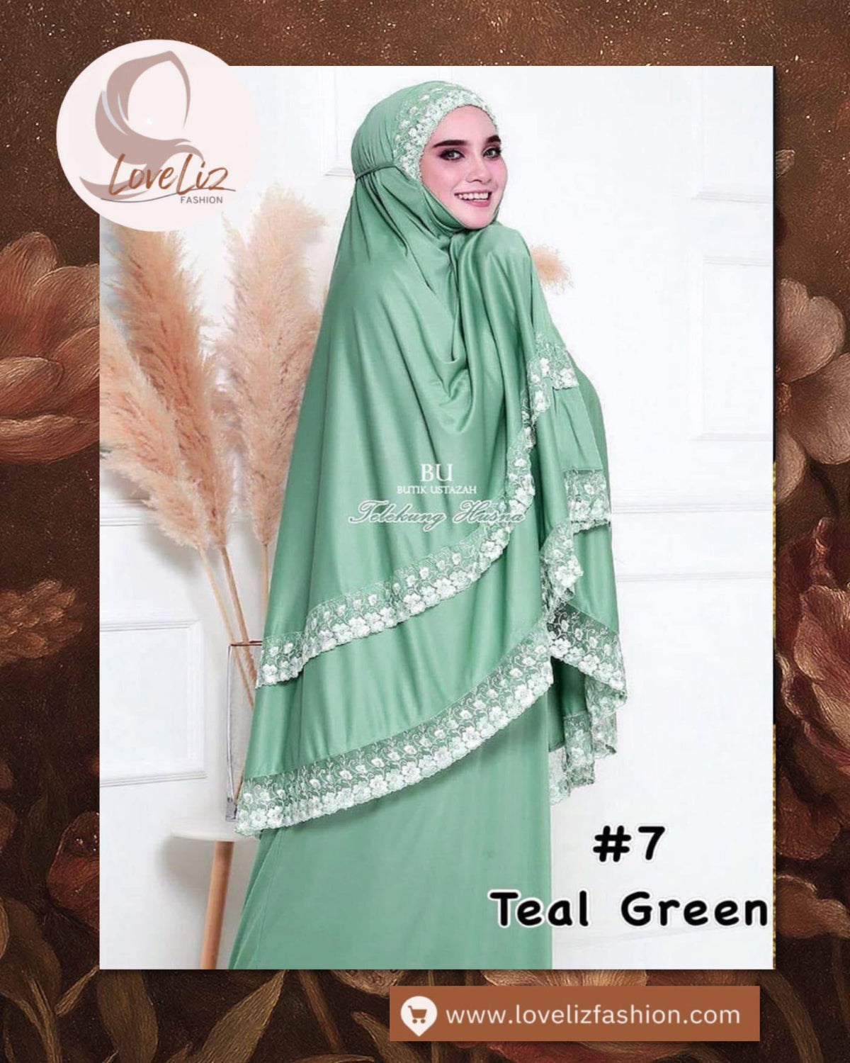 LoveLiz Fashion Double Lace Telekung (TLKG- 1004) (#ZC) Embraces You in Soft Lycra Viscose, making Every Prayer a Truly Graceful Experience.