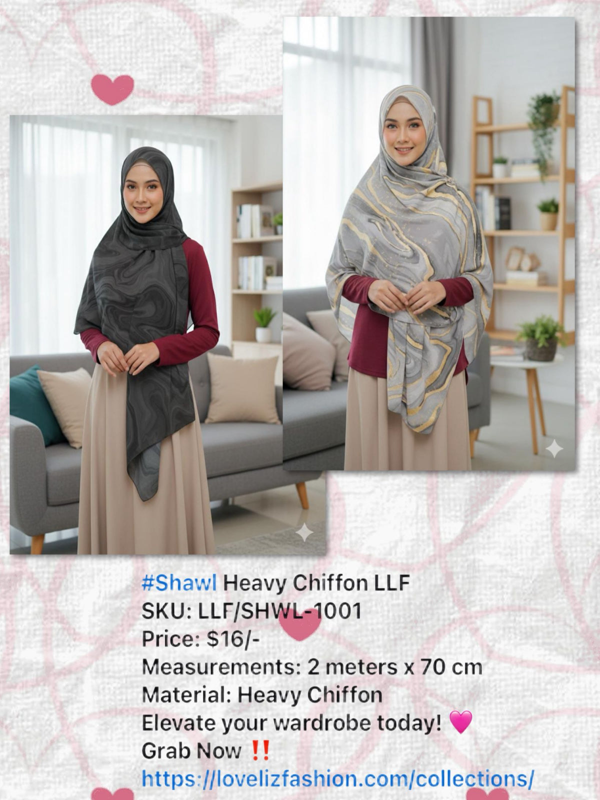 Shawl Heavy Chiffon LLF (LLF/SHWL- 1001) (#LLF)