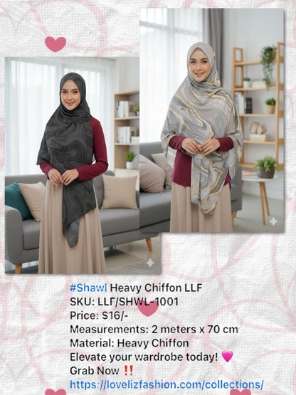 Shawl Heavy Chiffon LLF (LLF/SHWL- 1001) (#LLF)