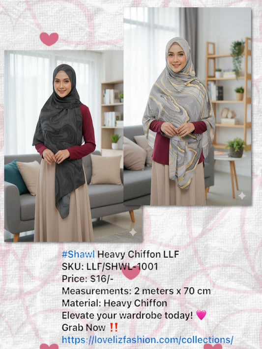 Shawl Heavy Chiffon LLF (LLF/SHWL- 1001) (#LLF)