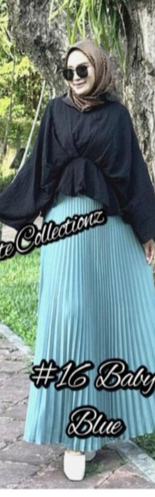 Versatile LovelizFashion: The Baby Blue Pleated Skirt model 16 (#102.KNG) – A Must-Have for Every Modern Muslimah Women