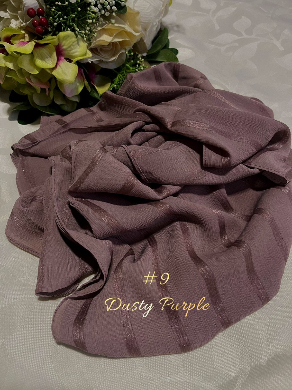 Shawl Chiffon with Muna Lining in Dusty Purple model 9 (#MM)- Elegant Muslimah Hijab Accessory