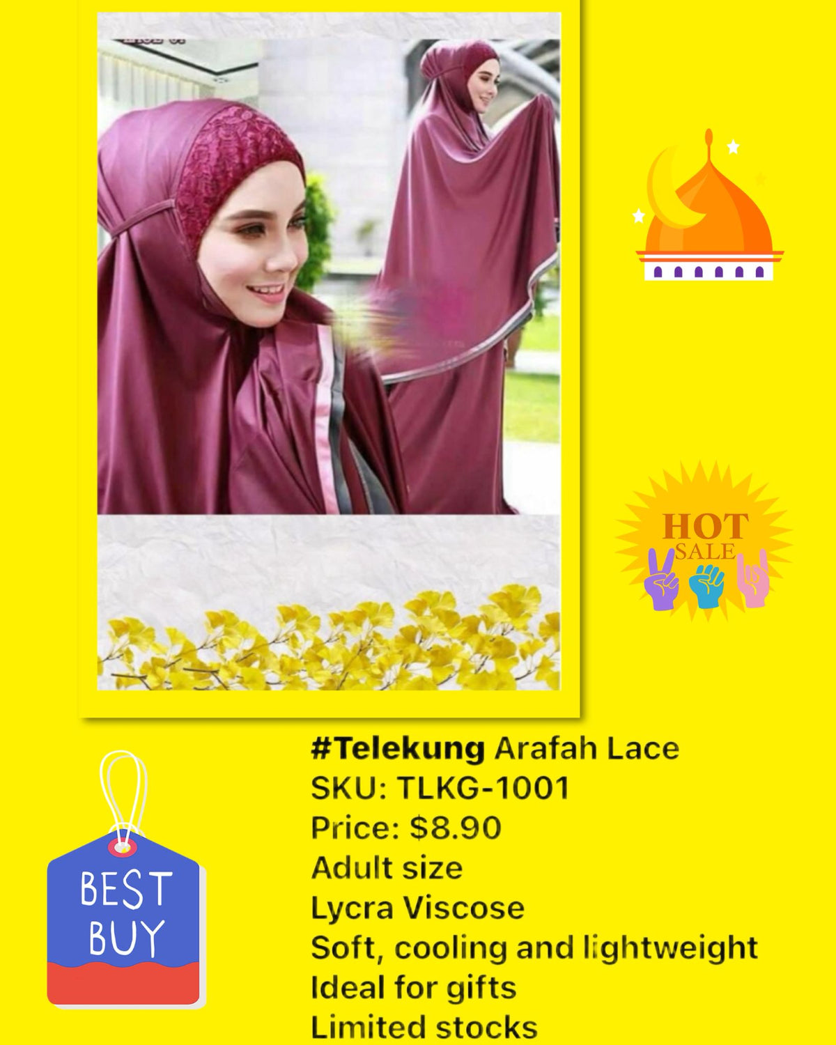 Telekung Arafah Lace (TLKG- 1001)