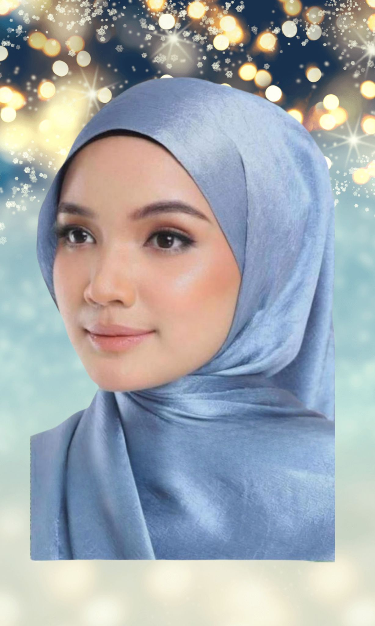 Shawl Crinkle Satin in Sage model 13 - Elegant Muslimah Hijab Accessory