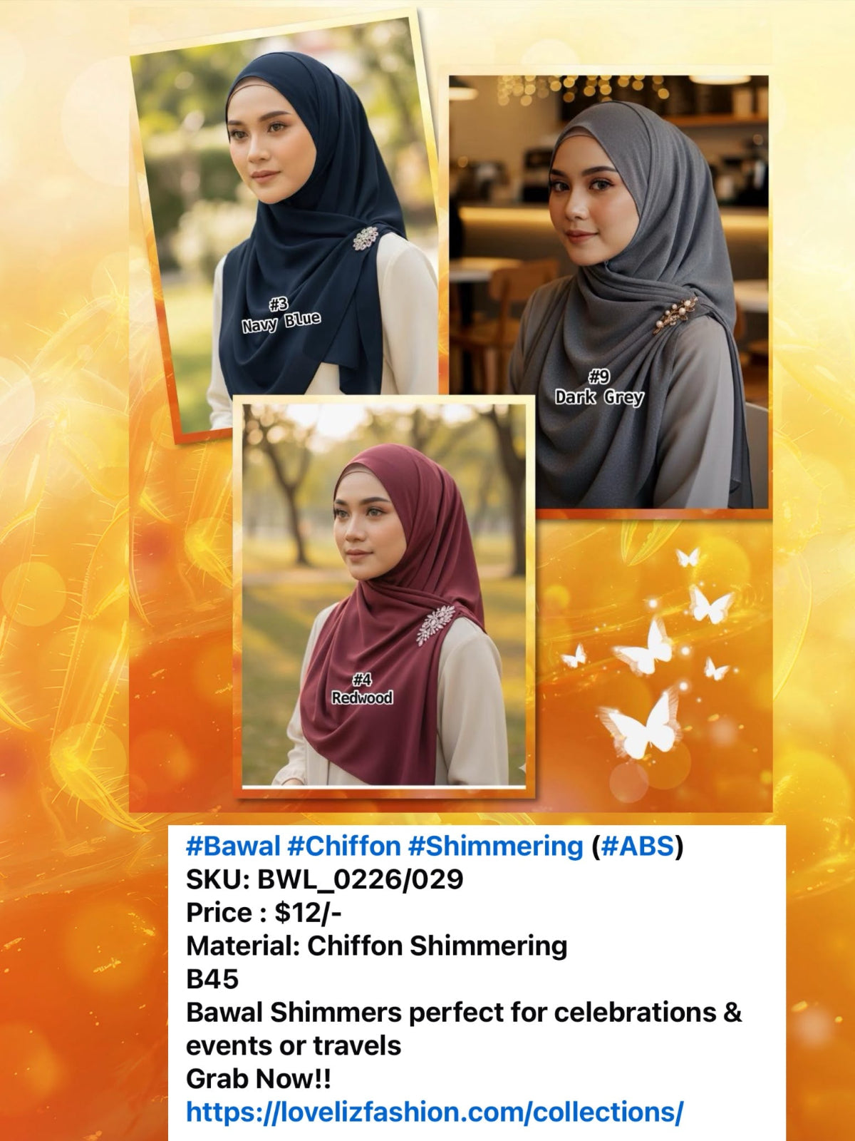 Bawal  Chiffon Shimmering (BWL_0226/029) (#ABS)