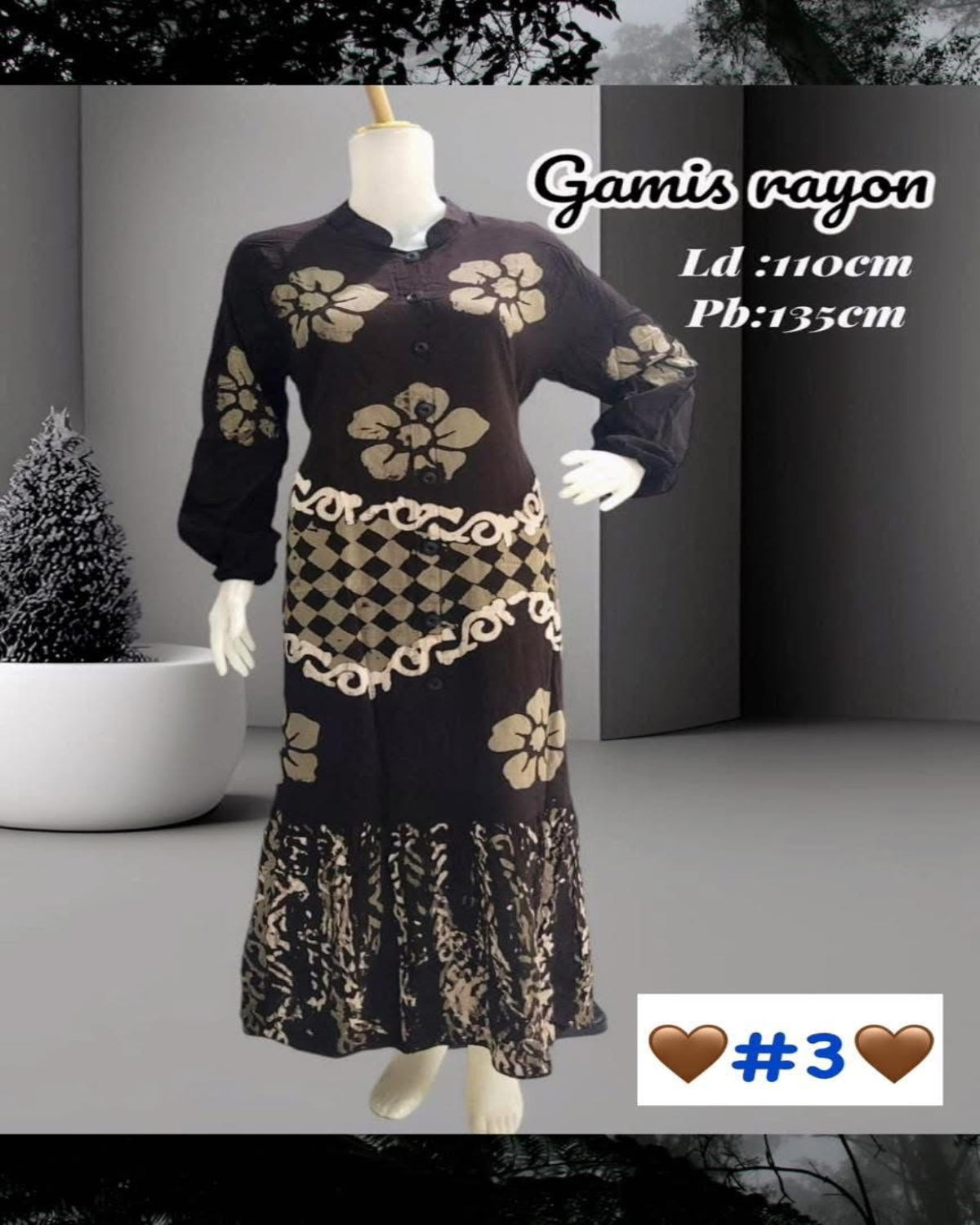 Long Dress Batik Rayon (LODR- 1012) (#ANT) - Traditional Artistry Meets Modern Twist