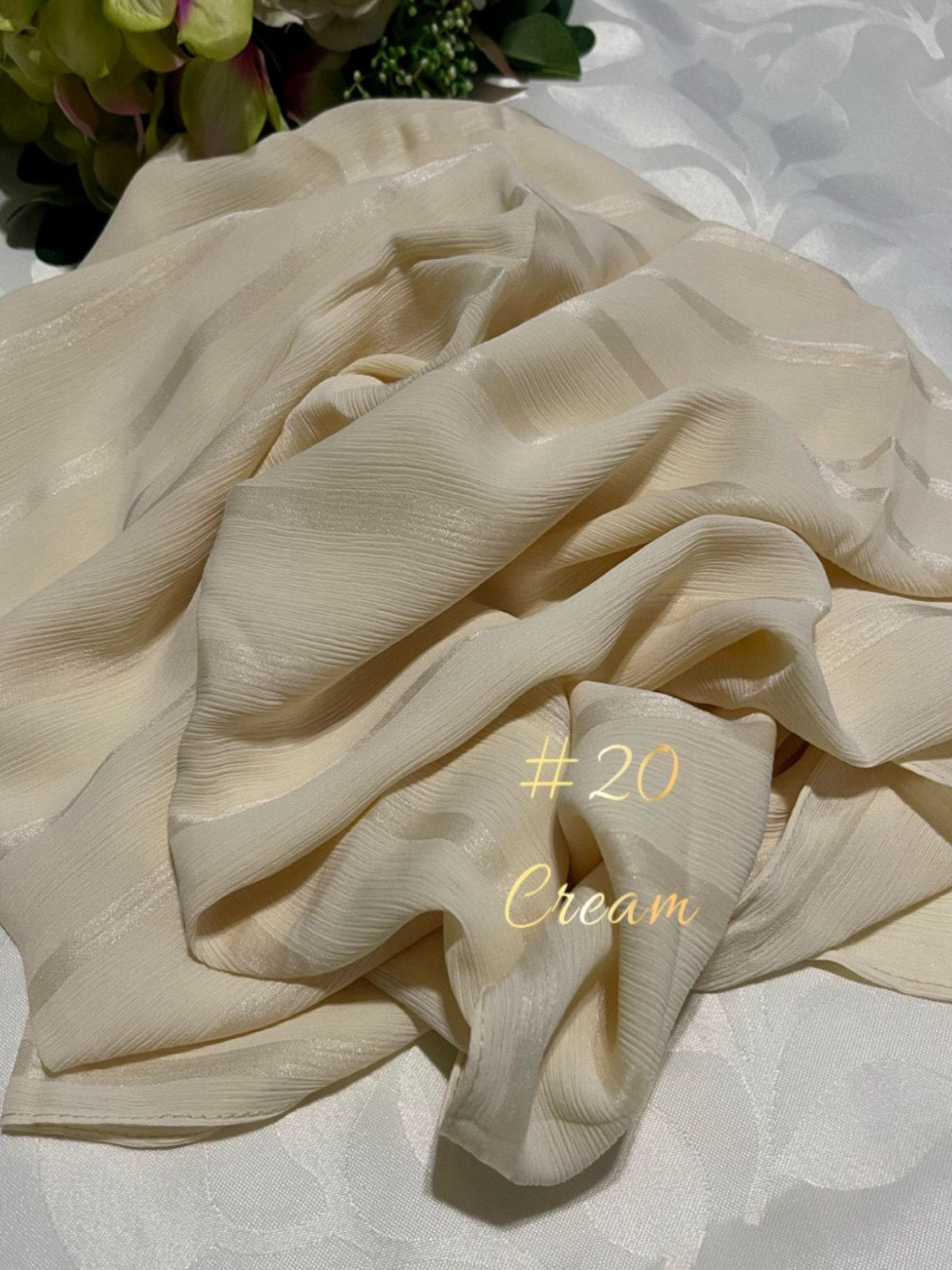 Shawl Chiffon with Muna Lining in Cream model 20 (#MM)- Elegant Muslimah Hijab Accessory