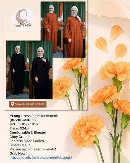 Long Dress Plain Turtleneck (LODR- 1016) (#206KNGFF)